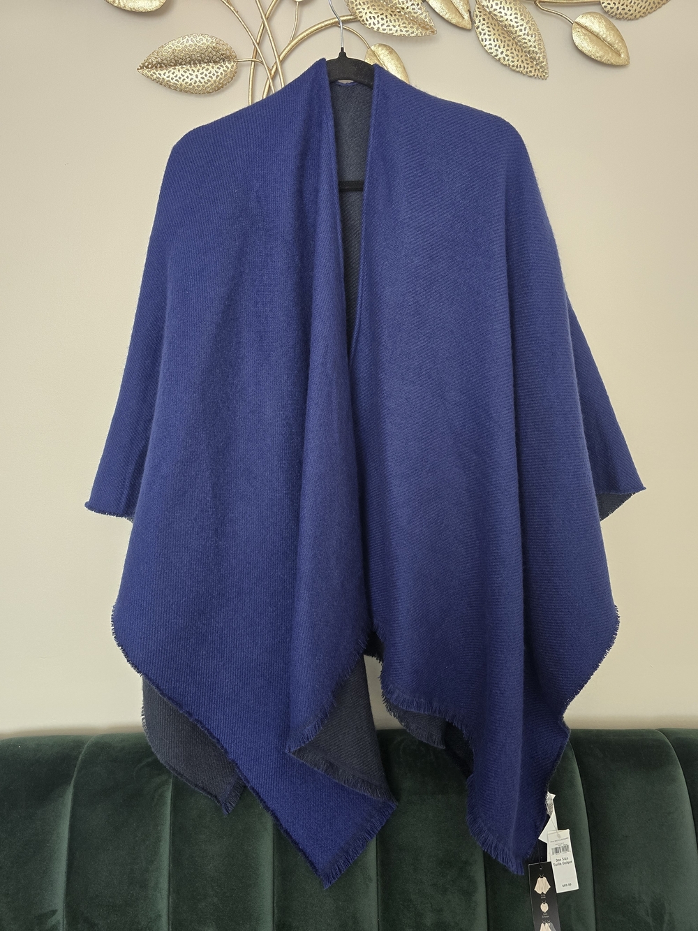 Banana Republic NWT Deep Blue Open Front Knit Poncho Reversible One Size